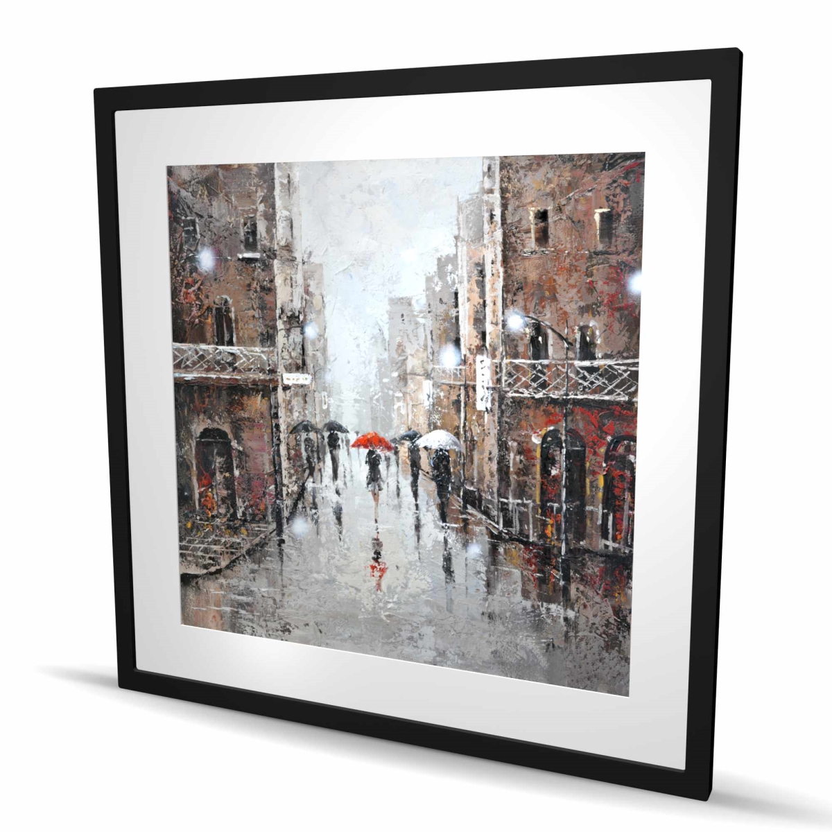 C1FM3636RZK1X9 36 x 36 in. City Rain - Man Orange Framed Matted Print for Home Decor