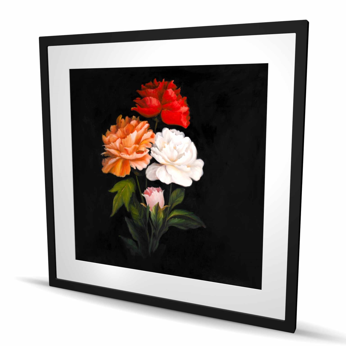 C1FM3636I2COUB 36 x 36 in. Three Beautiful Rose Flowers - Botanical Coral Framed Print