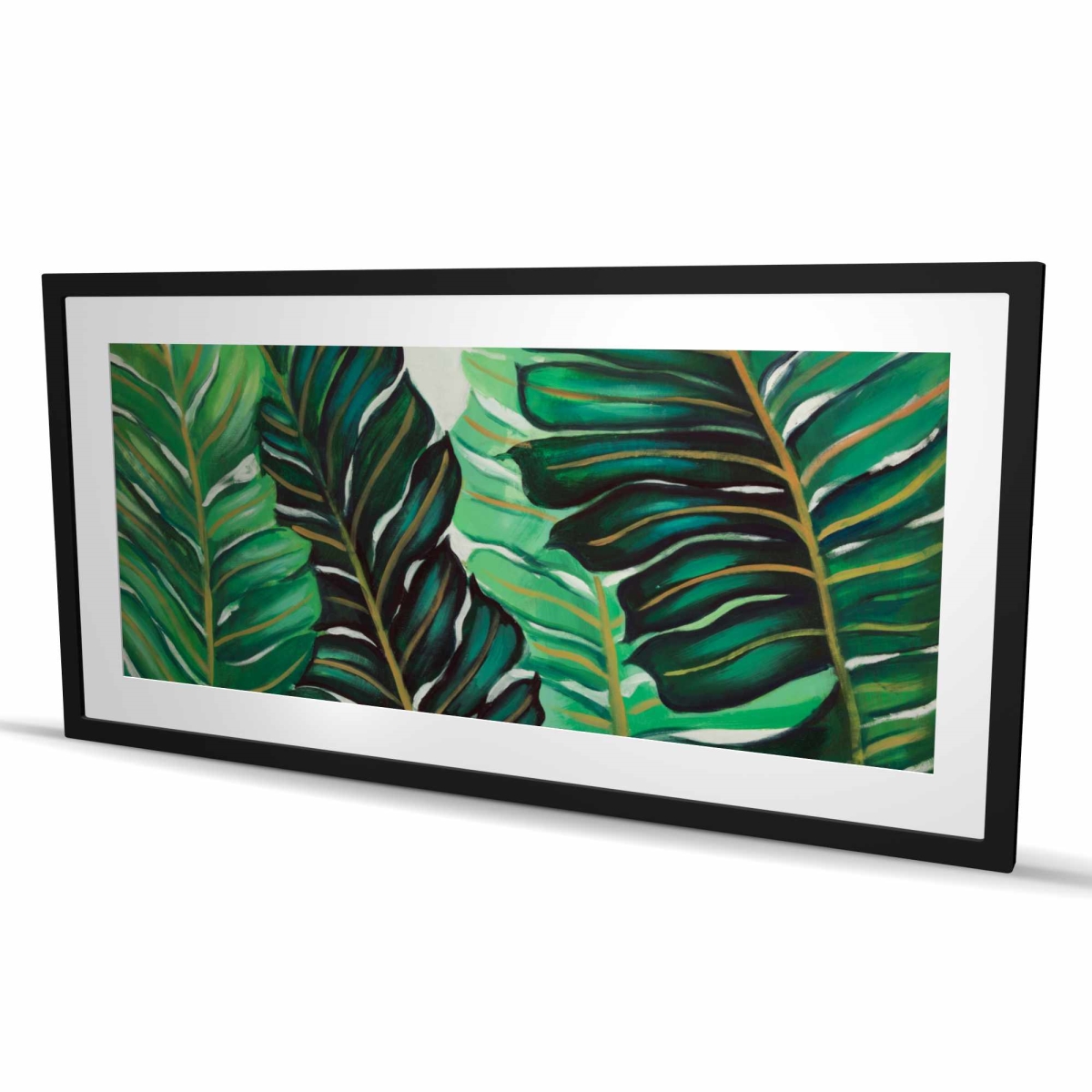 C1FM2448BBC9V3 24 x 48 in. Exotic Leaves Framed Matted Print - Unique Home Decor