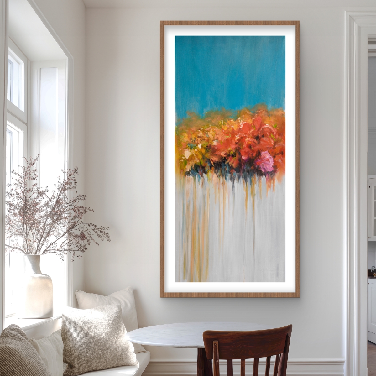 C1FM24481QD0HT 24 x 48 in. Orange Flowers Bundle - Framed Matted Print for Home Decor