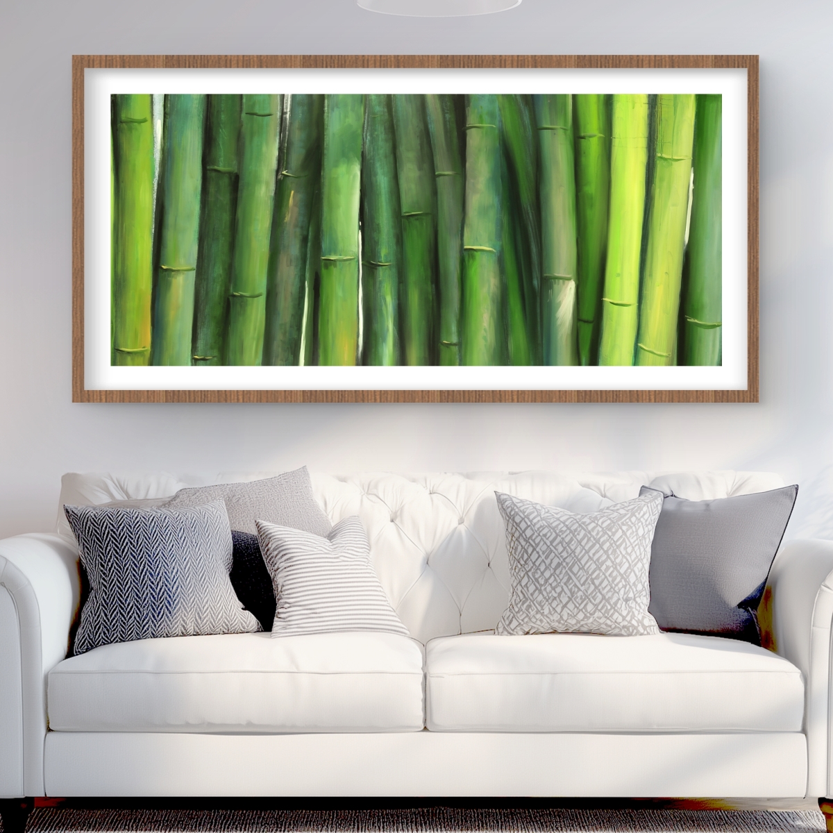 C1FM244886OG9E 24 x 48 in. Green Bamboo - Exotic Botanical Framed Matted Print - Decor