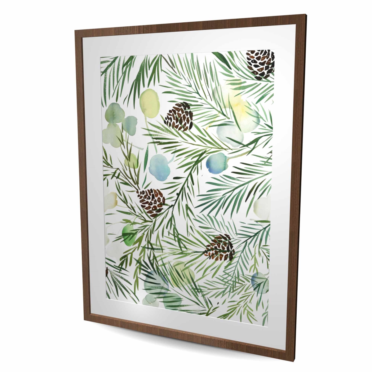 C1FM3648IY4F88 36 x 48 in. Pine Cone Pattern - Brown Framed Matted Print for Home Decor