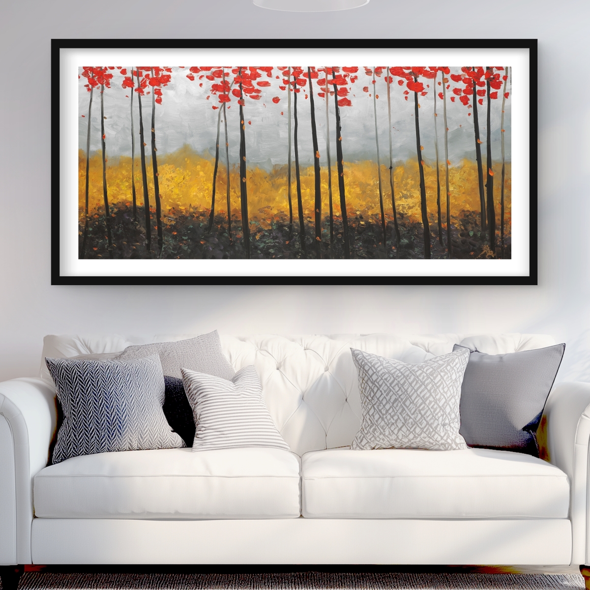 C1FM2448RLW6ME 24 x 48 in. Abstract Landscape - Trees Contemporary Framed Matted Print