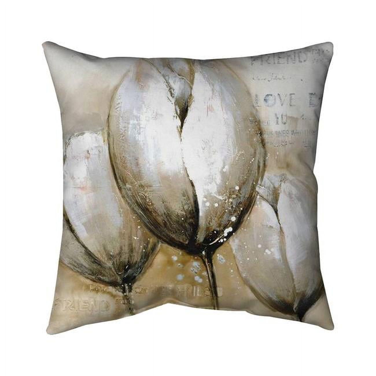 5542-2020-FL46 20 x 20 in. Three Tulips with Typography-Double Sided Print Outdoor Pillow Cover