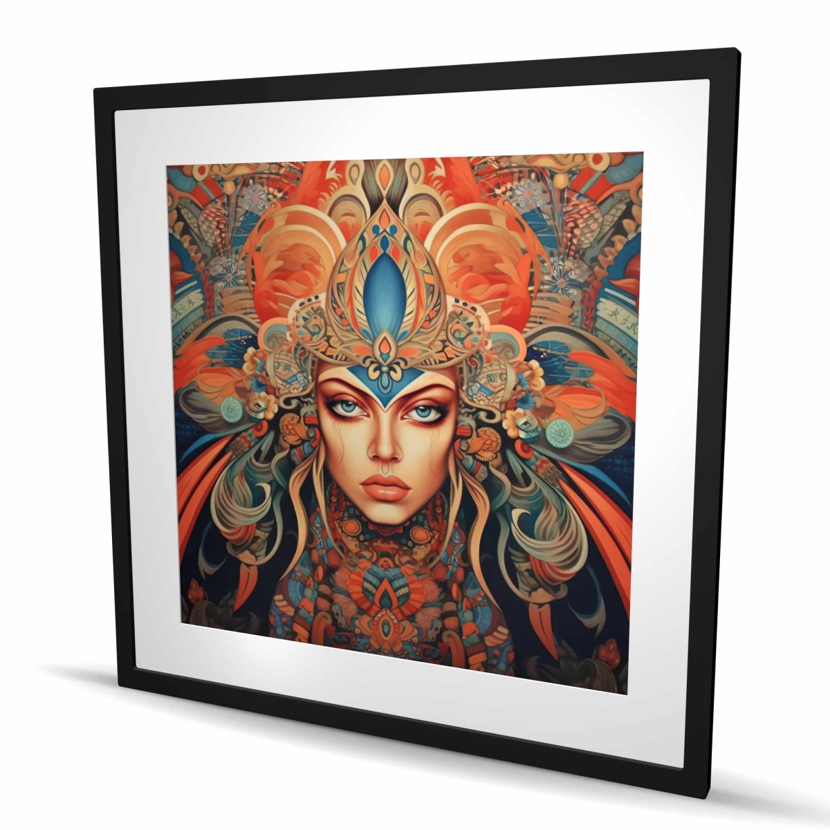 C1FM3636PPDSEV 36 x 36 in. Ancient Goddess - Black Man Cave Framed Matted Print Decor