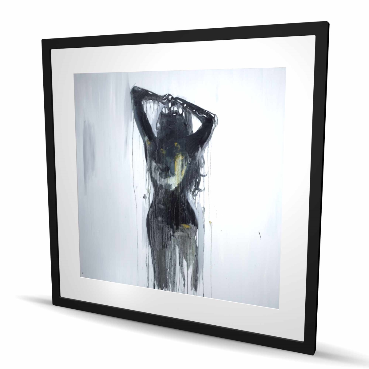 C1FM3636PUOZNM 36 x 36 in. Female Silhouette - Romantic Black Framed Matted Print Decor