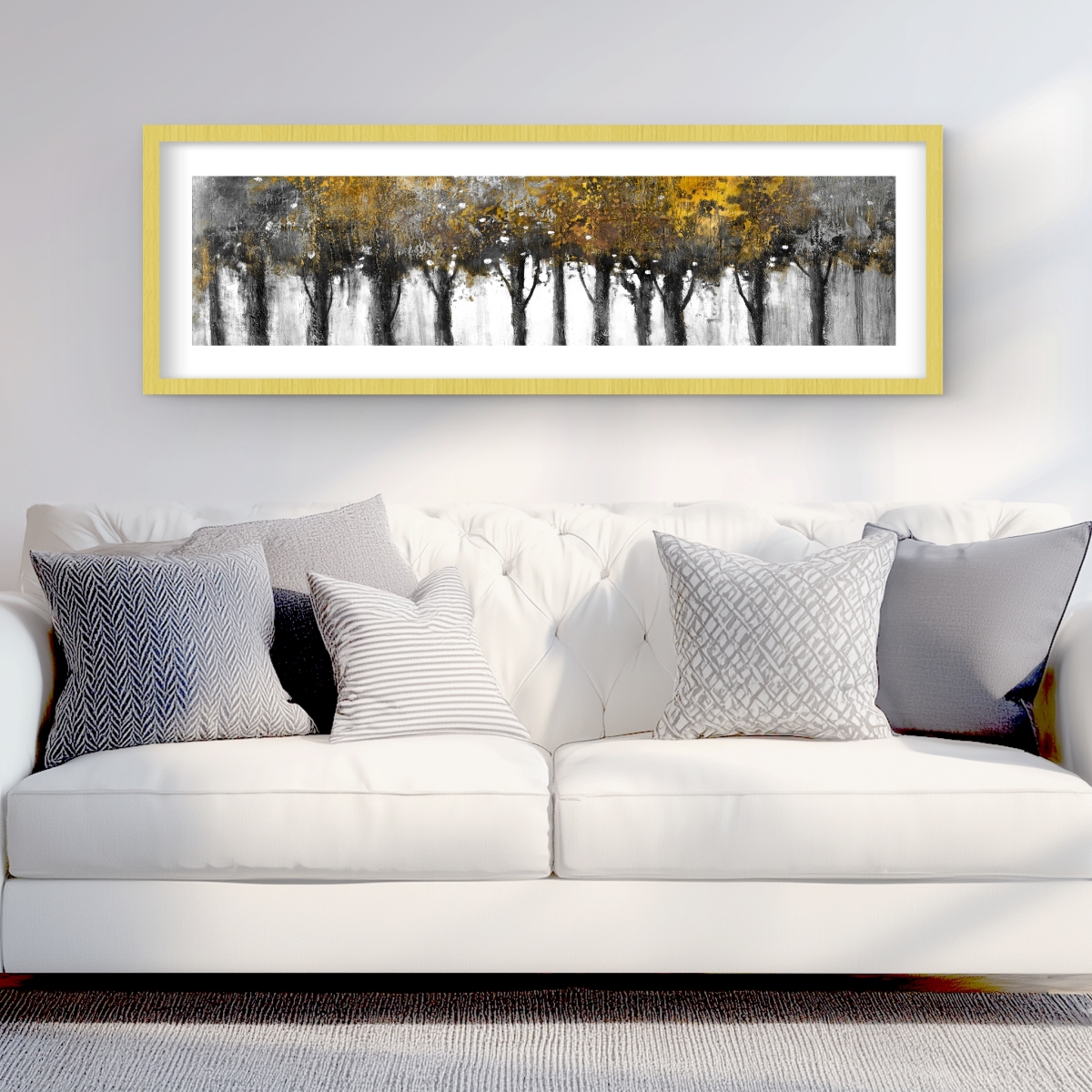 C1FM1648B0BQYE 16 x 48 in. Illuminated Forest - Framed Matted Print for Home Decor