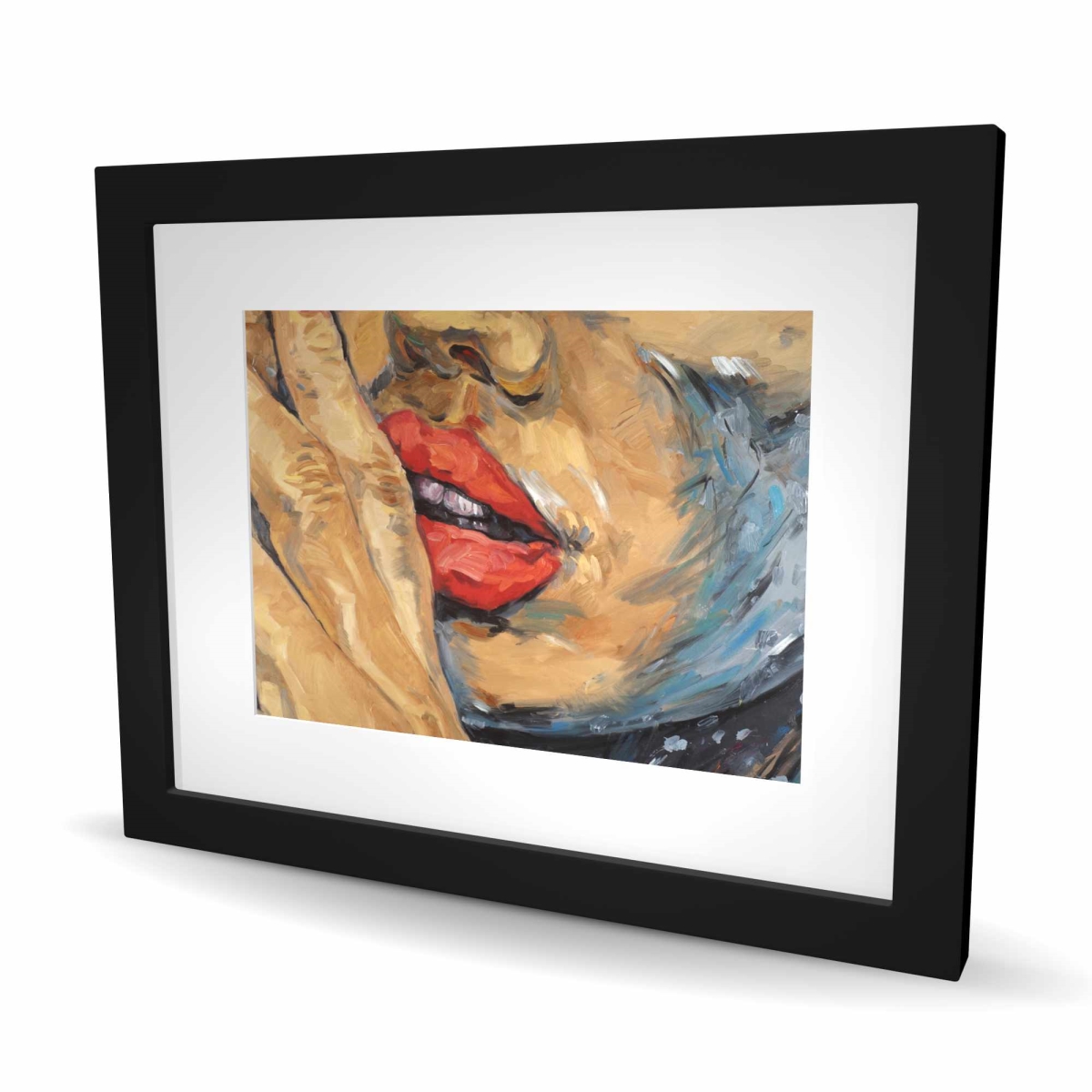 C1FM1620FXGMN8 16 x 20 in. Shushing Lips Closeup - Figurative Brown Framed Print Decor