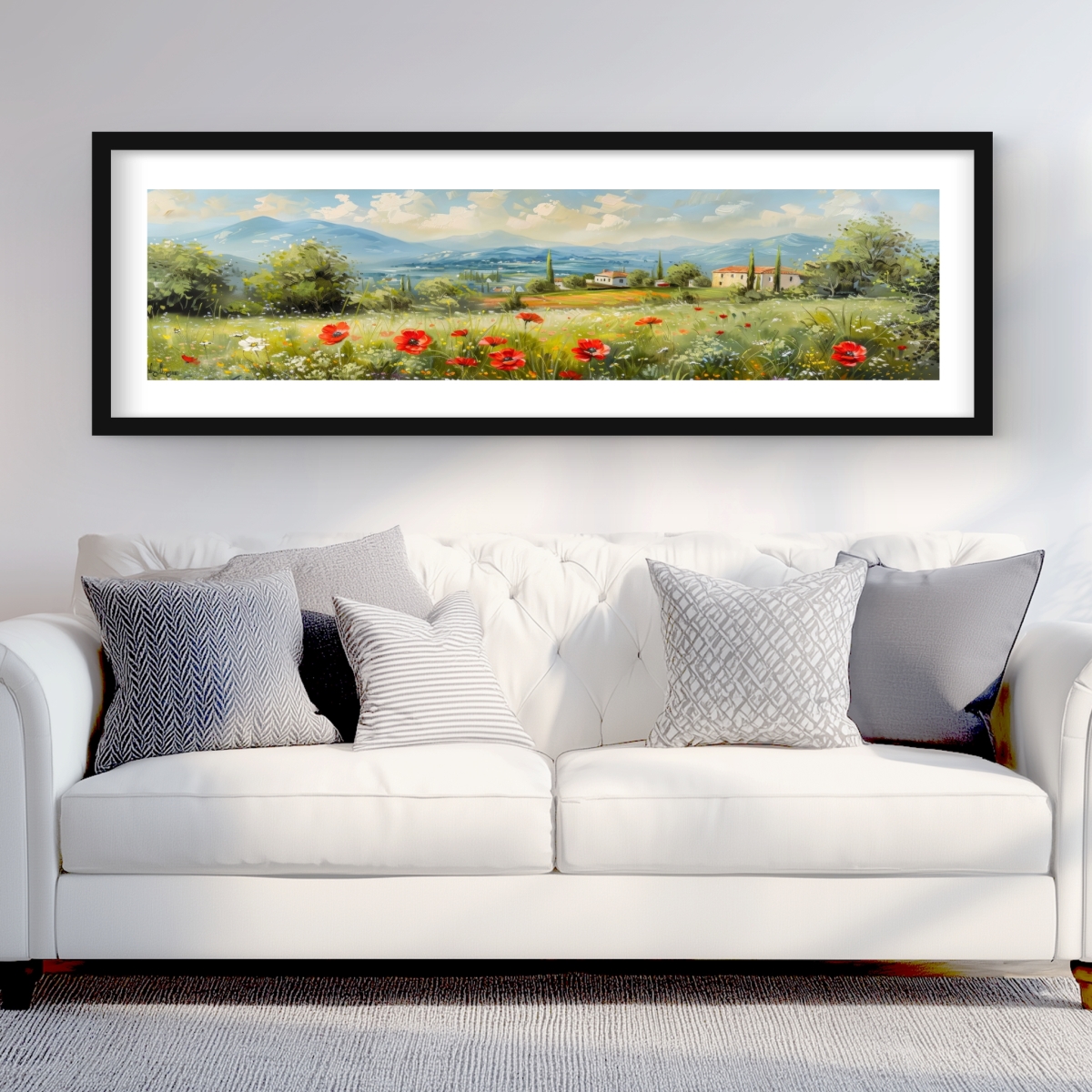 C1FM2060M45XSR 20 x 60 in. Red Dots - Turquoise Framed Matted Print for Home Decor