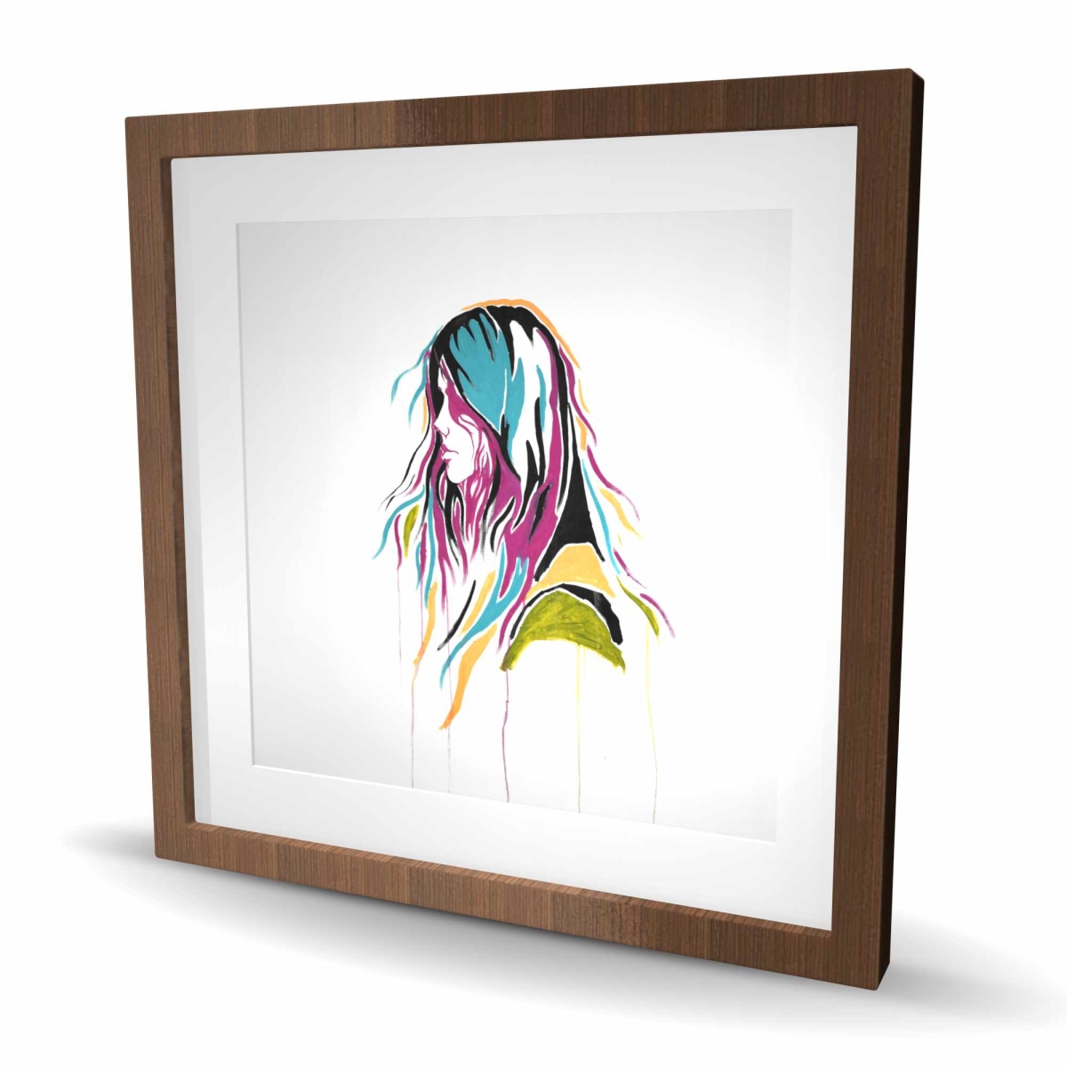 C1FM24242EFIGL 24 x 24 in. Graffiti Street Art Woman - Pop Art Turquoise Framed Print