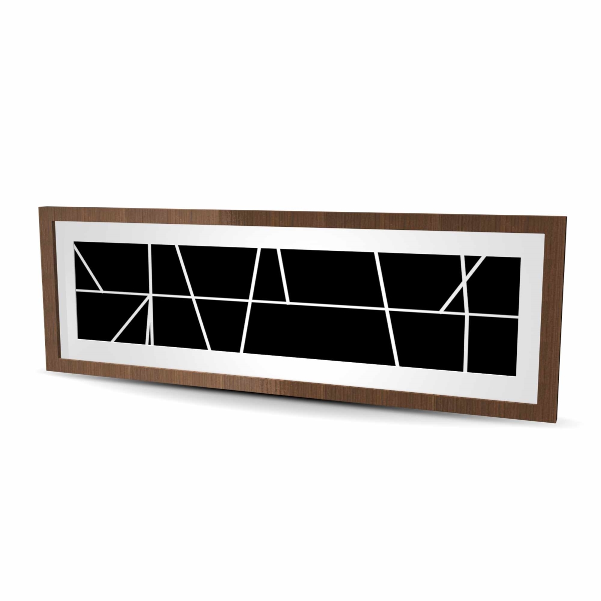 C1FM1648BDB37B 16 x 48 in. White Stripes on Black Background - Abstract Framed Print