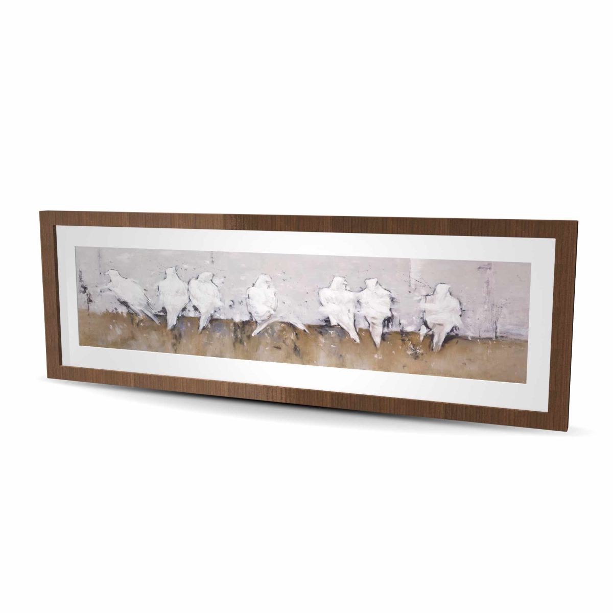 C1FM1648L4HYJS 16 x 48 in. Abstract Perched Birds - Feathers Industrial Framed Print