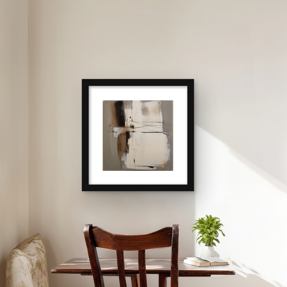 C1FM161621V9JG 16 x 16 in. Rusty Splashes - Gray Abstract Framed Matted Print for Decor