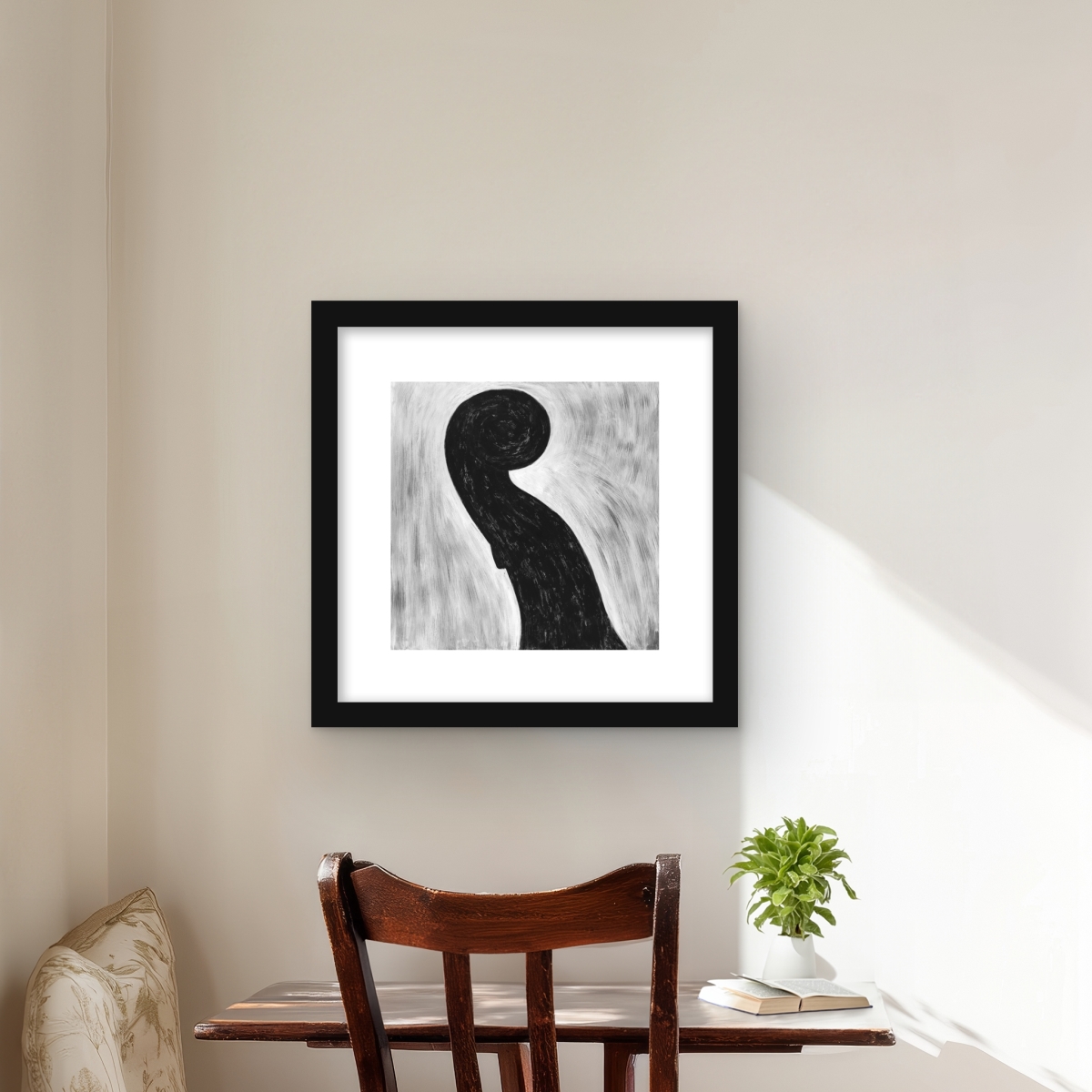 C1FM16162R2D2O 16 x 16 in. Scroll Violin - White Framed Matted Print for Home Decor