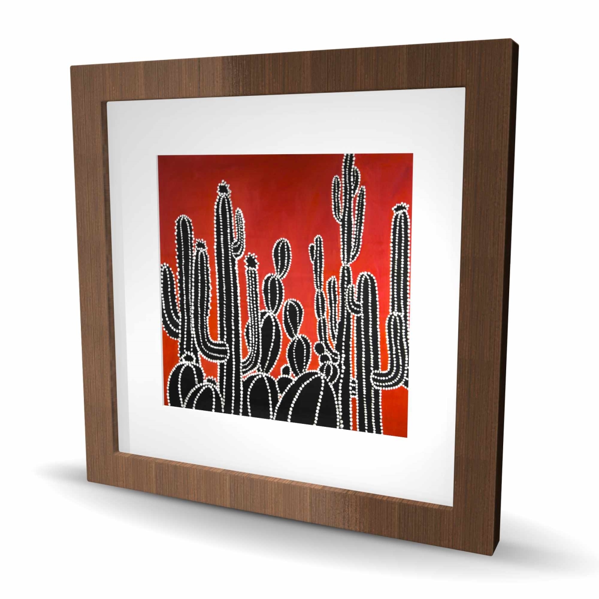 C1FM1616XB0GDM 16 x 16 in. Black Tall Cactus - Floral Botanical Print for Home Decor