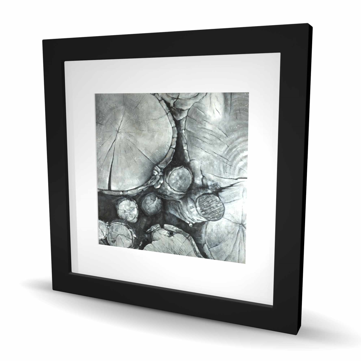 C1FM1616UXKQSW 16 x 16 in. Textured Wooden Logs - Still Life Bedroom Framed Print Decor