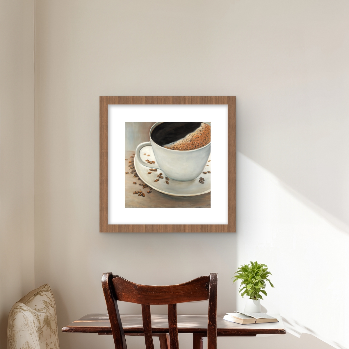 C1FM1616Y1COA0 16 x 16 in. Black Coffee - Kitchen Black Framed Matted Print for Decor