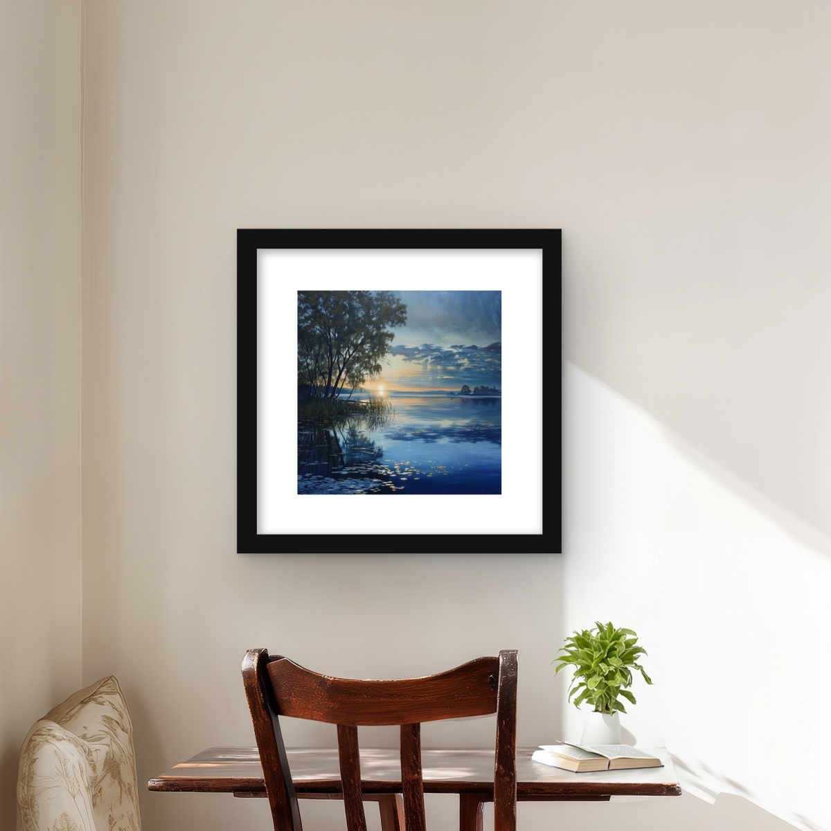 C1FM1616O3URUM 16 x 16 in. Marsh - Turquoise Framed Matted Print for Home Decor