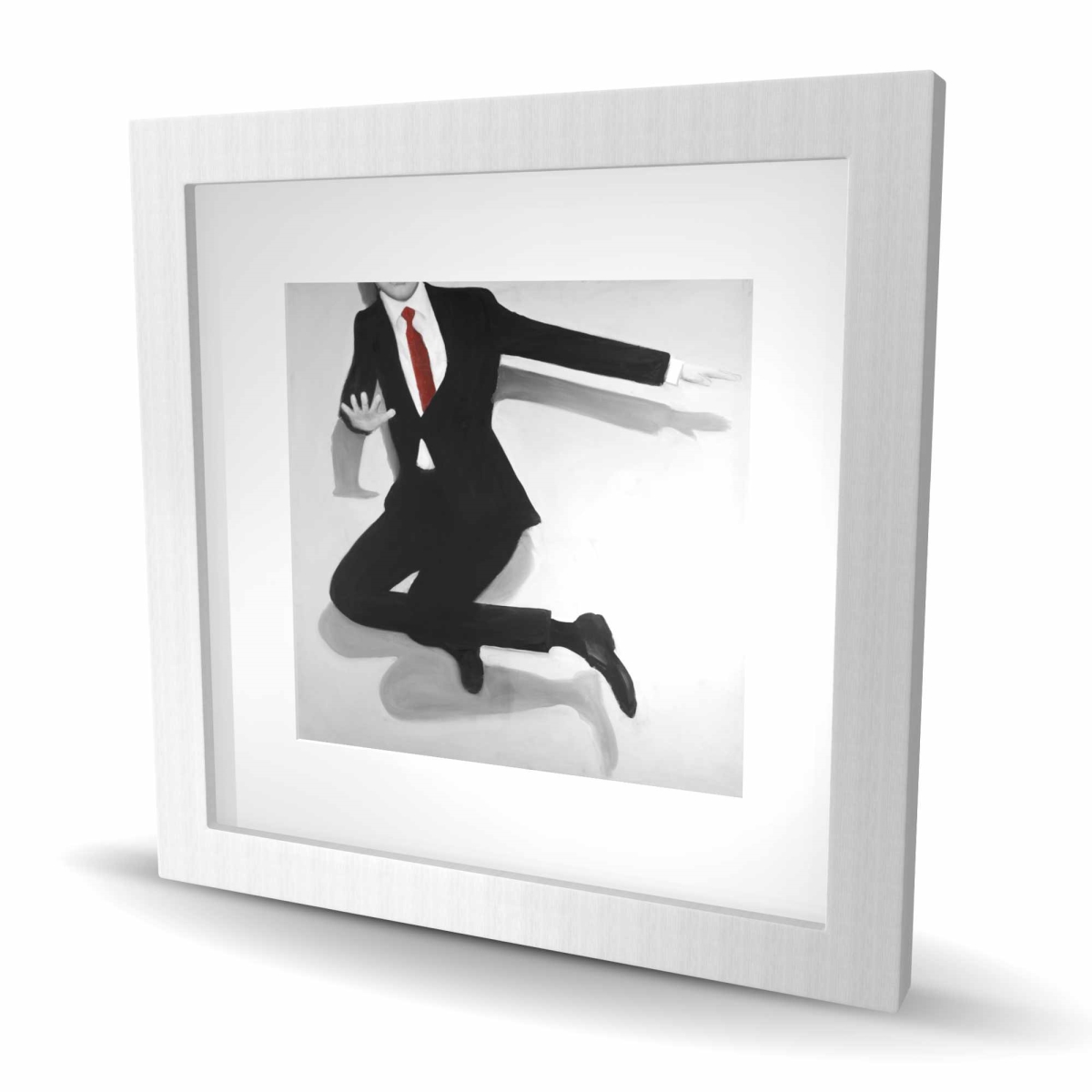 C1FM161649MSCE 16 x 16 in. Classical Jumping Man - White Framed Matted Print for Decor