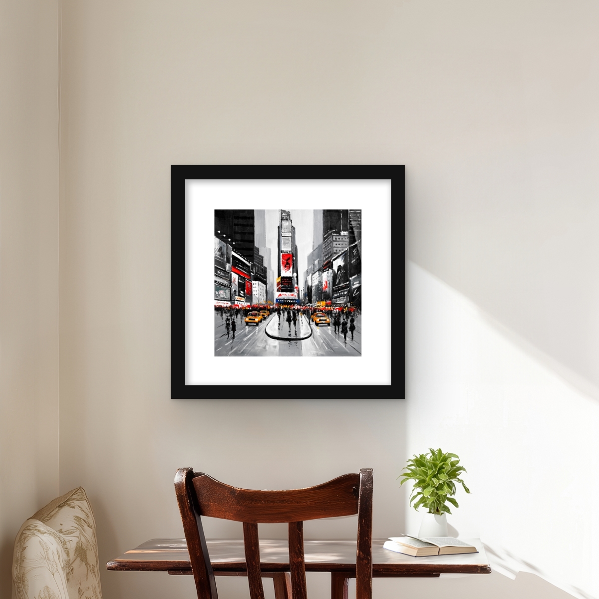 C1FM1616TD88BC 16 x 16 in.   York City Busy Street - Man Scenic Framed Matted Print