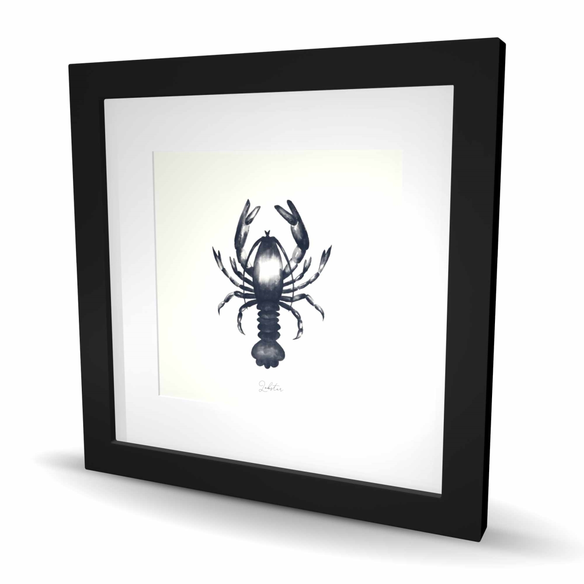 C1FM1616U7AG4Q 16 x 16 in. Blue Lobster Framed Matted Print - Unique Home Decor Art