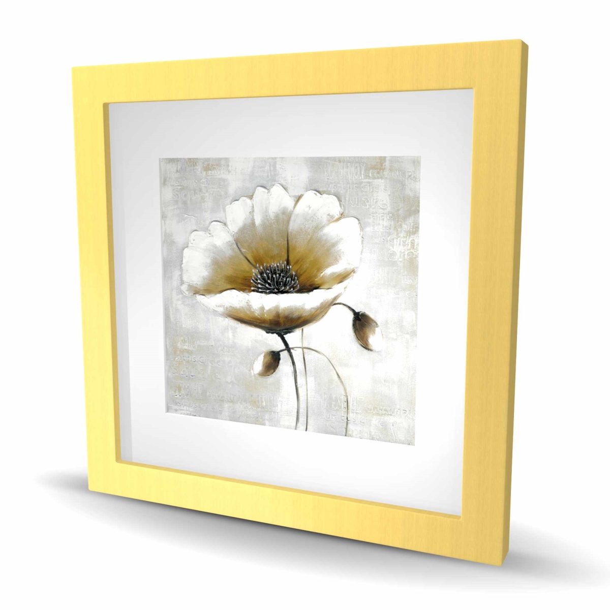 C1FM1616Q6YE0O 16 x 16 in. Modern Beige Flower - Gray Floral & Botanical Framed Print