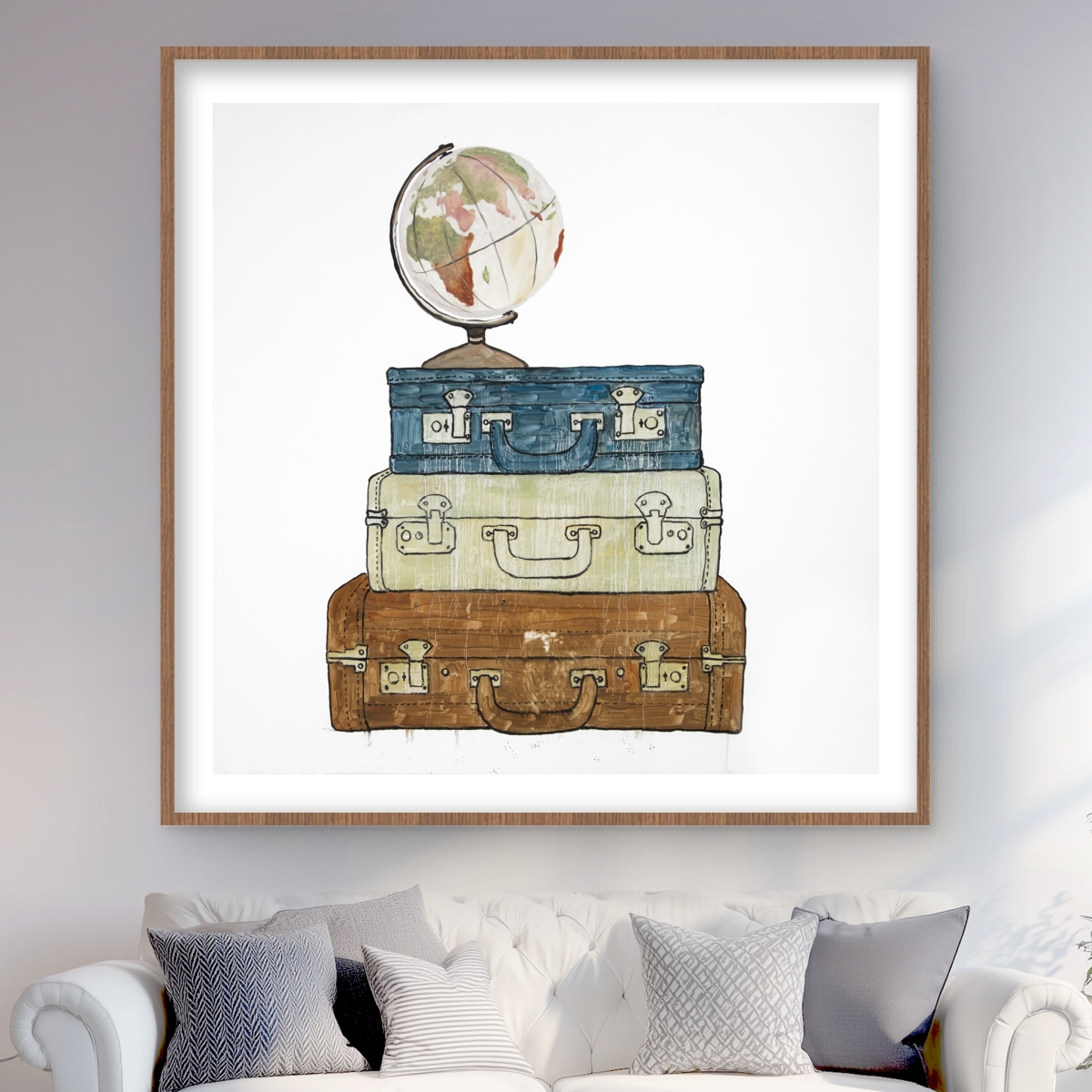 C1FM4848WT221H 48 x 48 in. Go Around the World - Object Man Cave Framed Print Decor