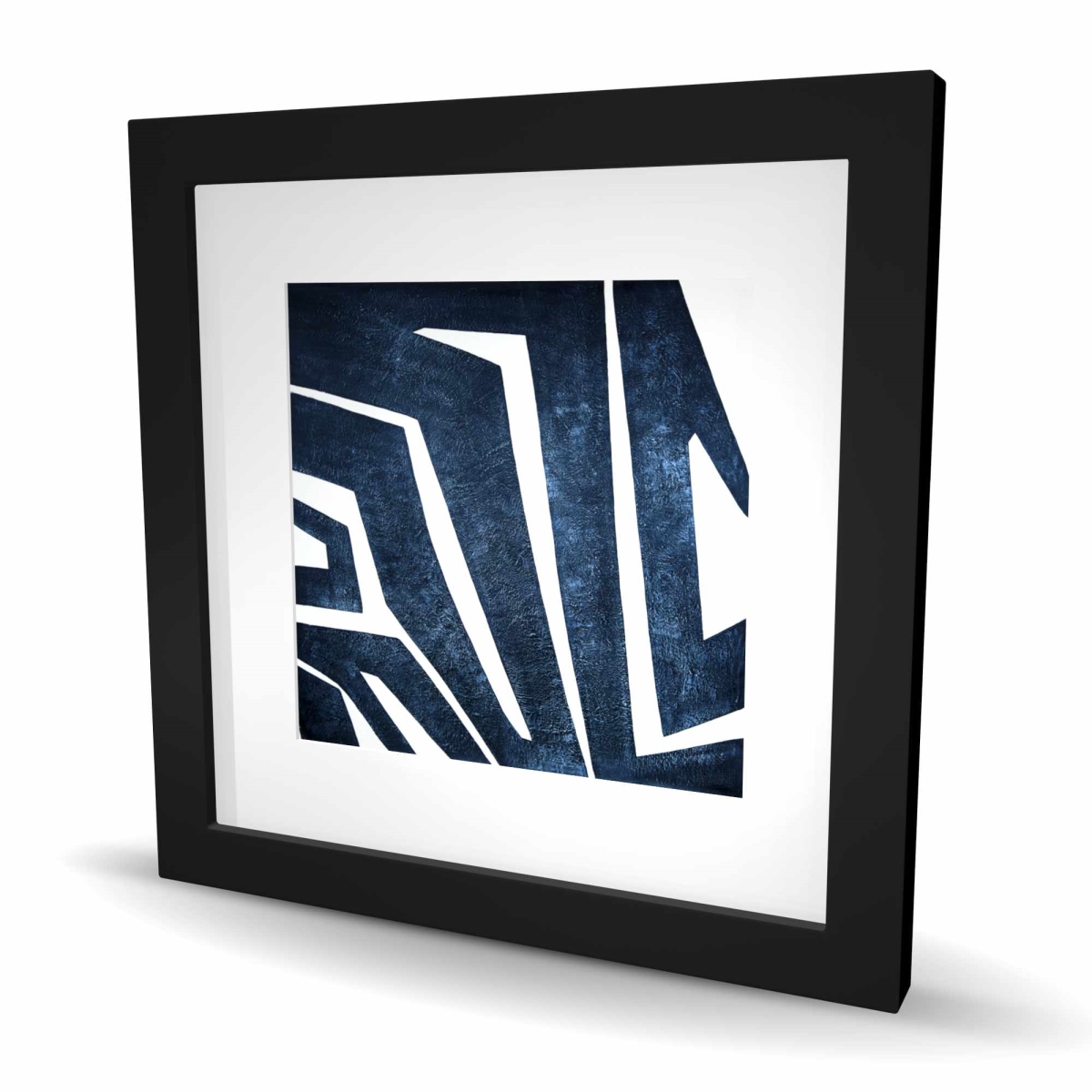 C1FM16166FGFVI 16 x 16 in. Blue Labyrinth - Classic Blue Abstract Framed Print for Home