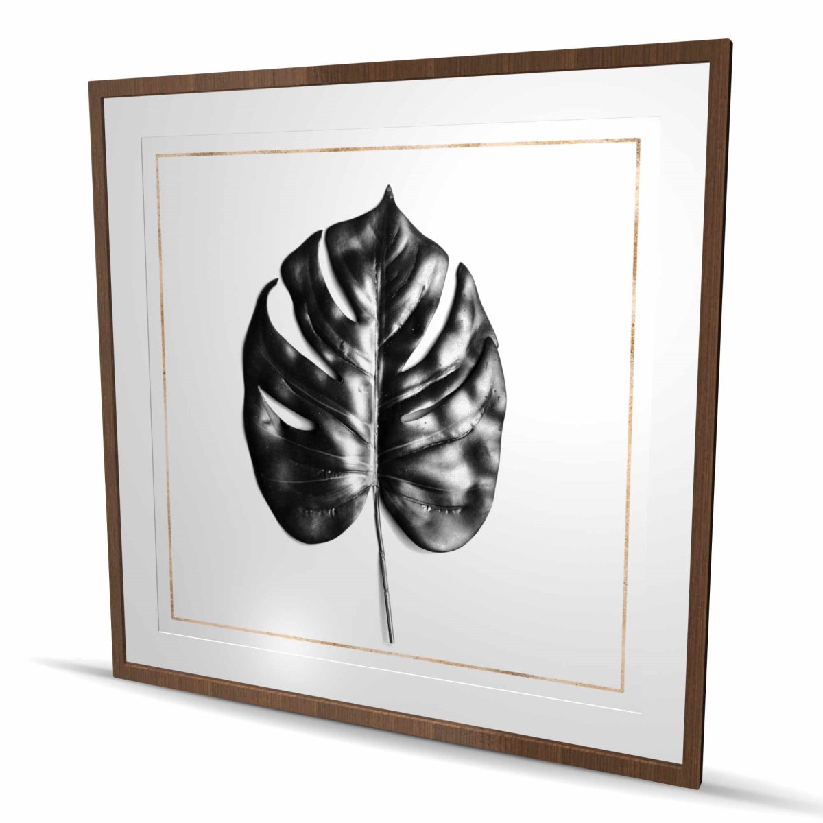 C1FM4848YBVUCM 48 x 48 in. Split Leaf Philodendron with Gold Lines - Gold Framed Print