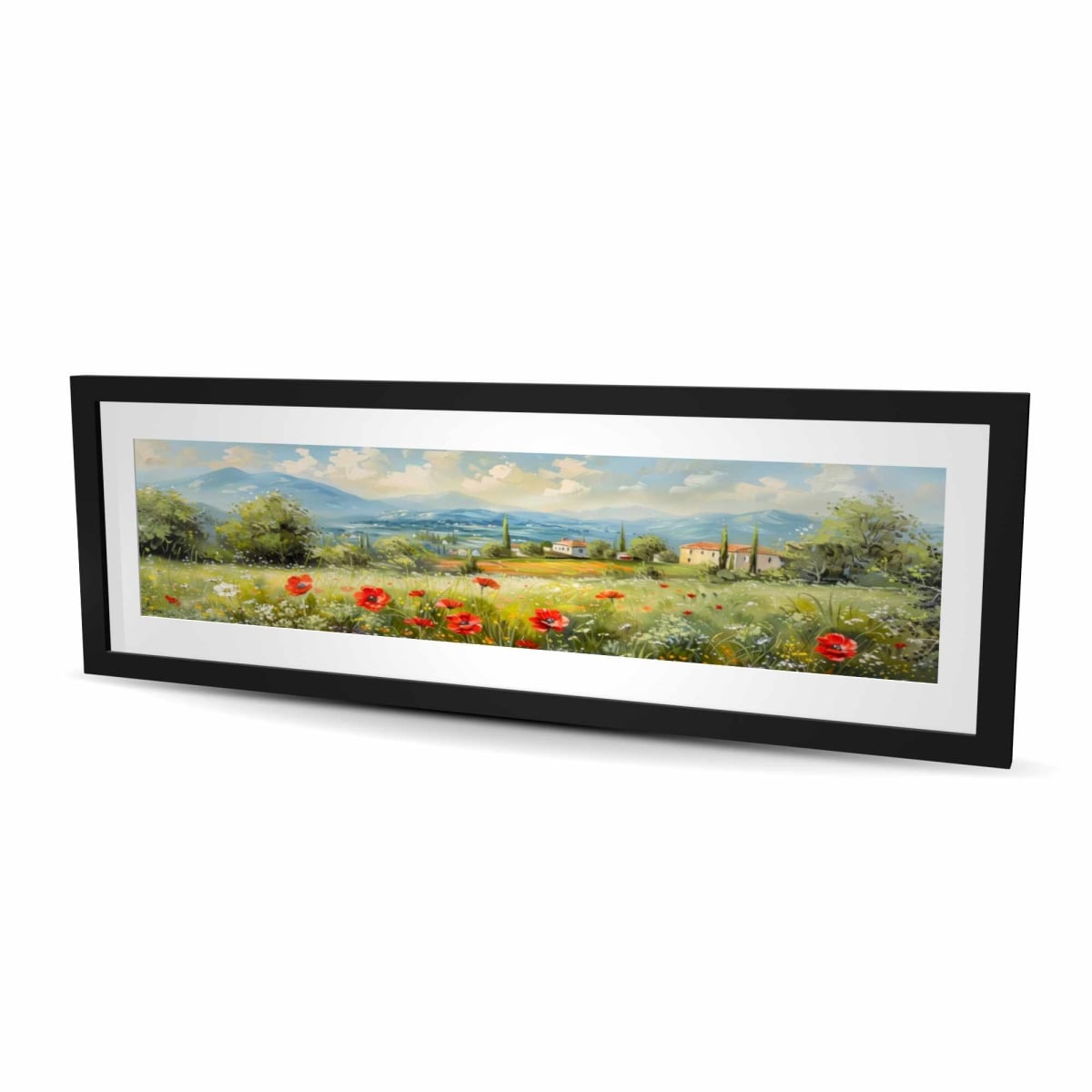 C1FM1648S0TXA8 16 x 48 in. Red Dots - Turquoise Framed Matted Print for Home Decor