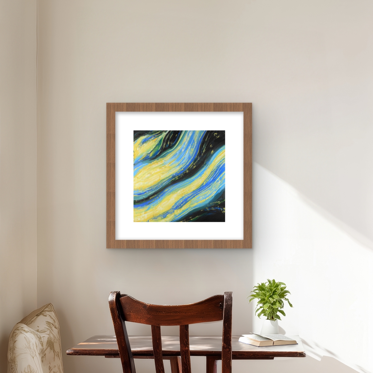 C1FM16163P9GJO 16 x 16 in. Liquid Magic Wave - Abstract Waves Framed Matted Print Decor