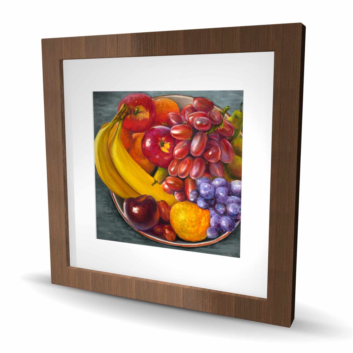 C1FM16160LO3N7 16 x 16 in. Bowl of Fruits - Gray Still Life Framed Matted Print Decor