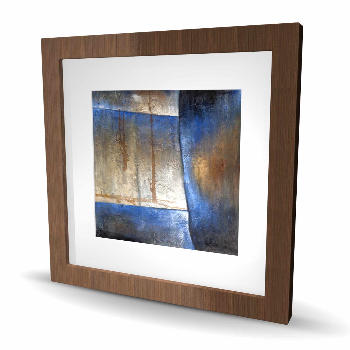 C1FM1616KJS8CO 16 x 16 in. Luminous Blue & Bronze Shape - Beige Framed Print Decor