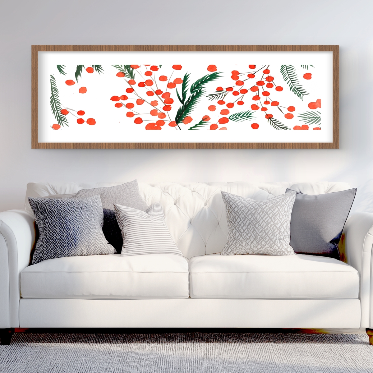 C1FM2060FPBCMY 20 x 60 in. Mistletoe Leaf Pattern - Framed Matted Print for Home Decor