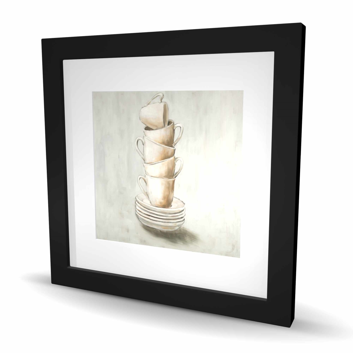 C1FM1616D4IM55 16 x 16 in. Stacked Cups - Contemporary Kitchen Framed Matted Print