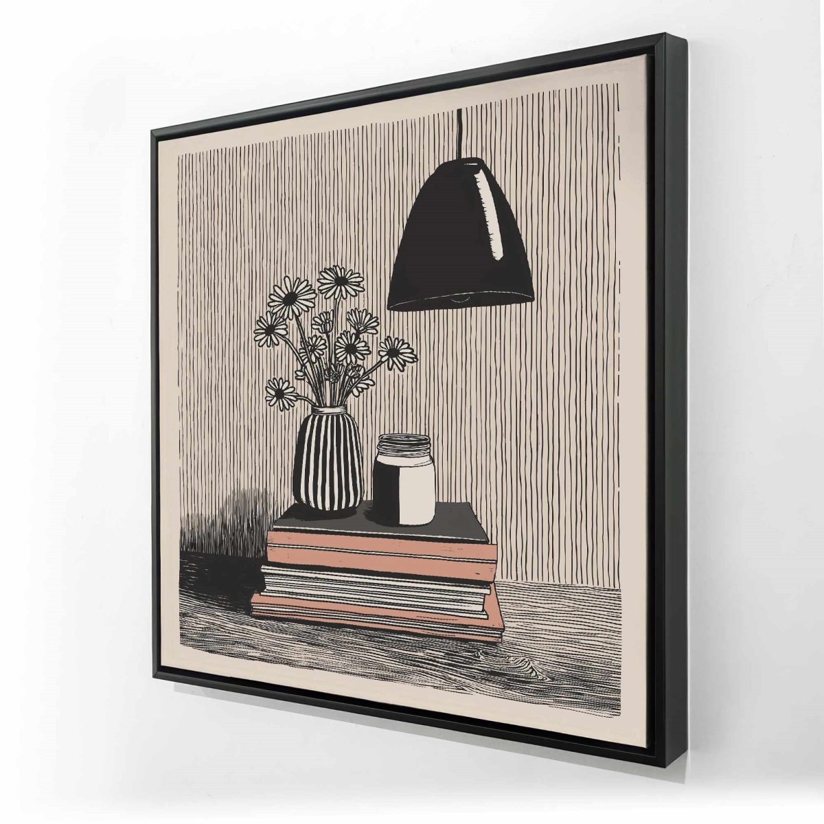 C1FC3636Z8CJOC 36 x 36 in. Standing on Books - White Still Life Framed Canvas Decor