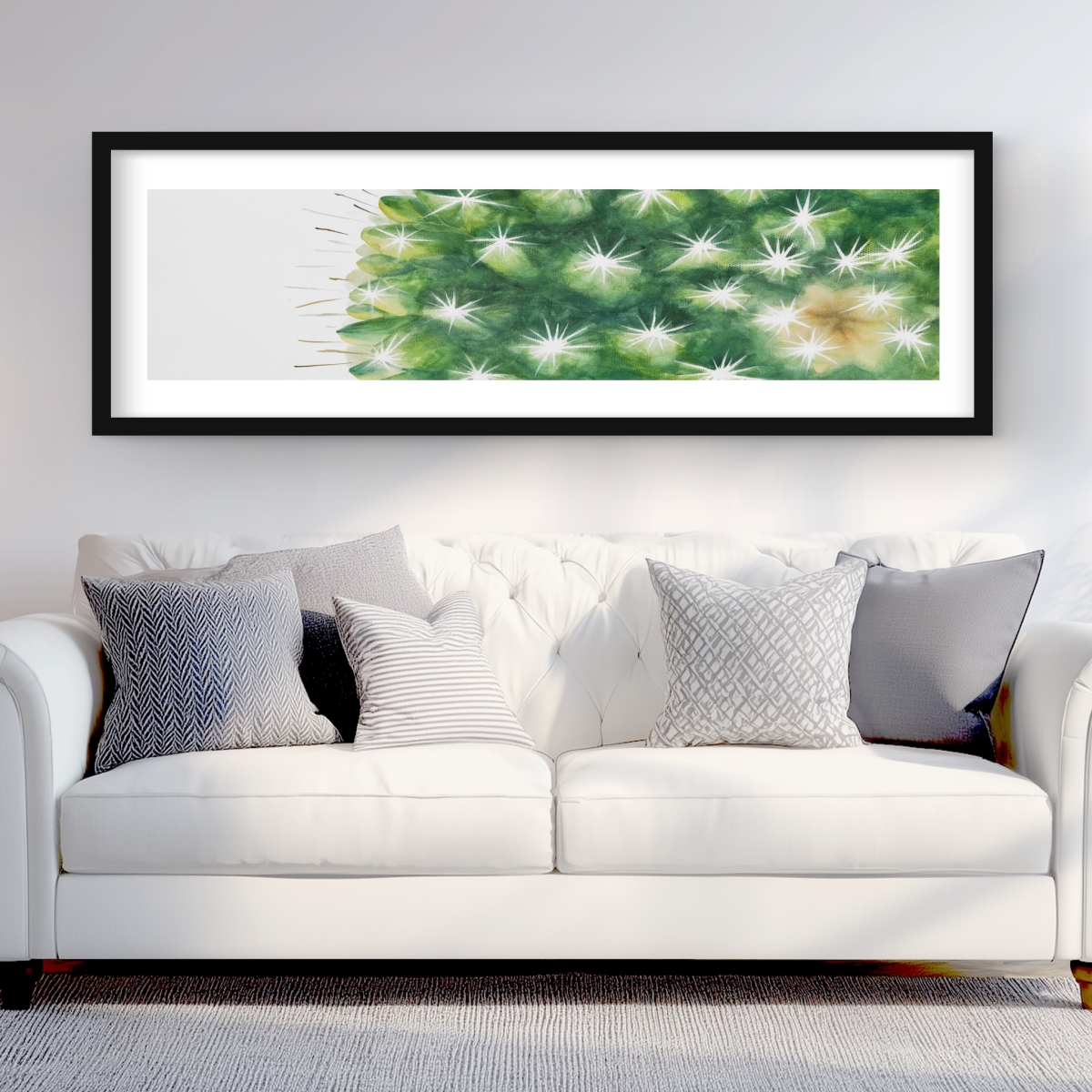 C1FM20604BRJ0E 20 x 60 in. Watercolor Mini Cactus - Exotic Framed Matted Print Decor