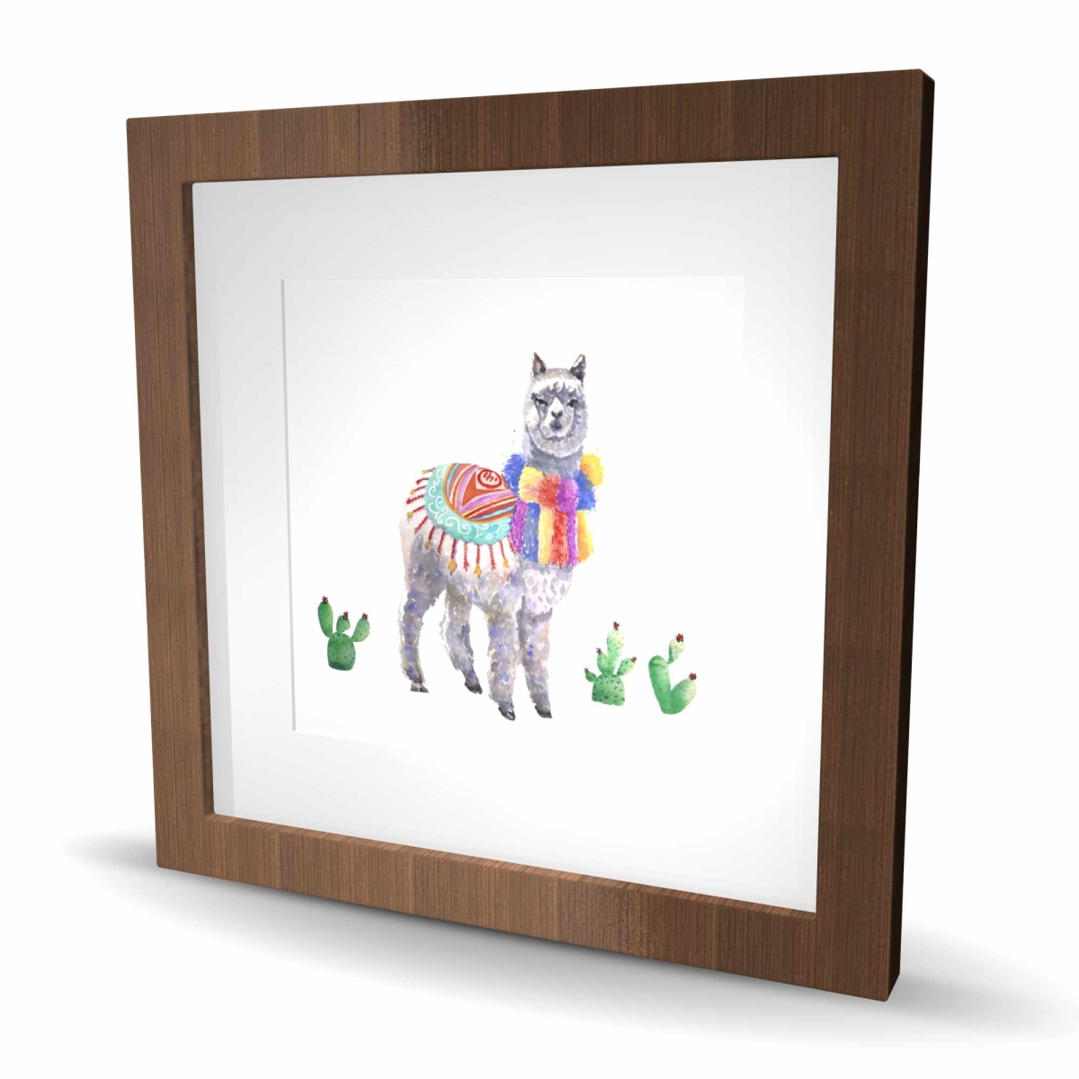 C1FM1616GBRSOF 16 x 16 in. Traditional Peruvian Lama - Framed Matted Print for Decor