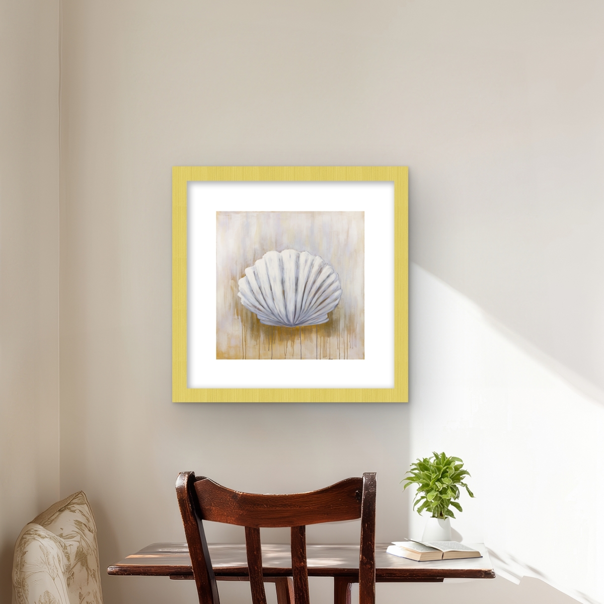 C1FM1616VJXKUB 16 x 16 in. Feston Shell - Still Life Marine Framed Matted Print Decor