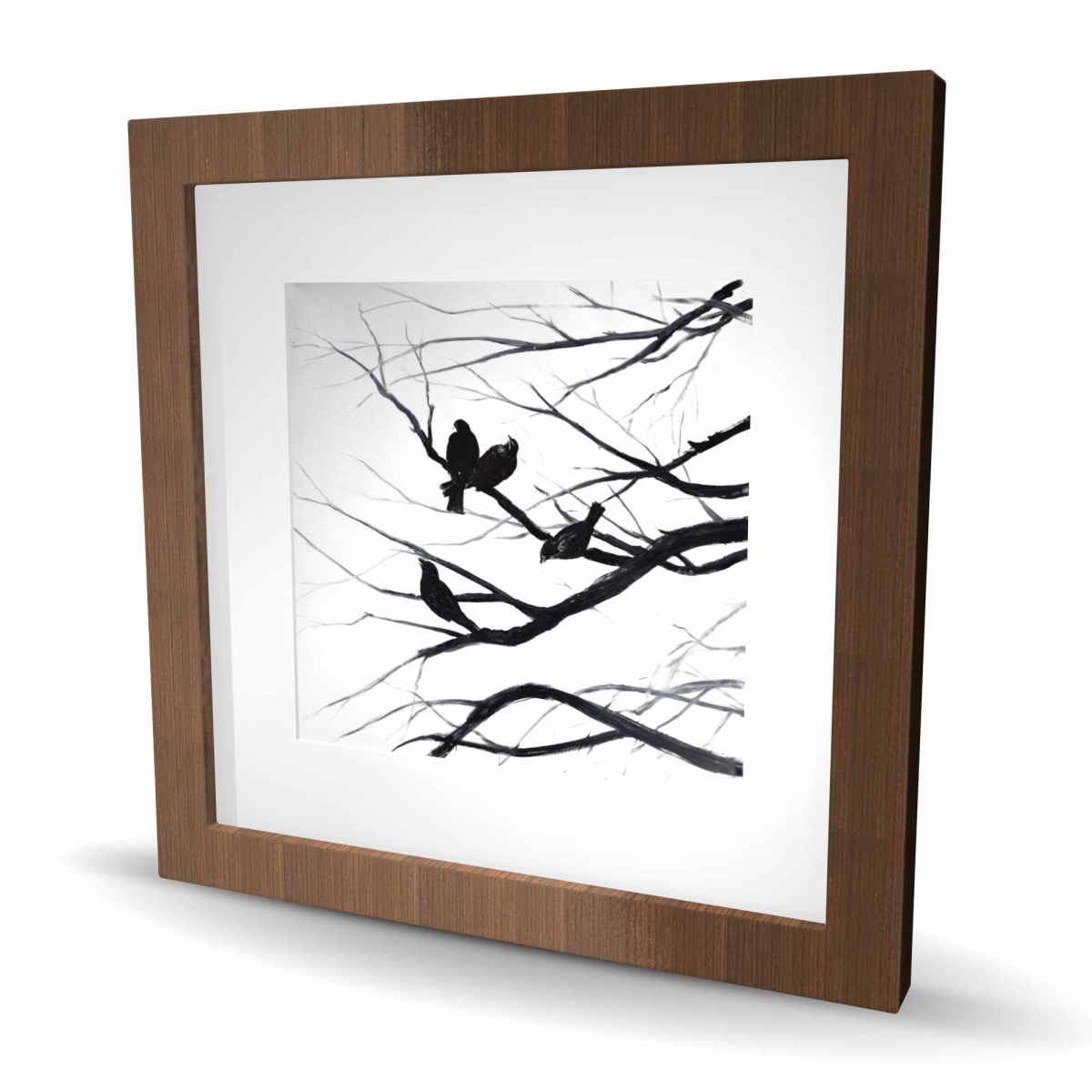 C1FM1616X0JSPT 16 x 16 in. Birds & Branches Silhouette - Black Trees Framed Print
