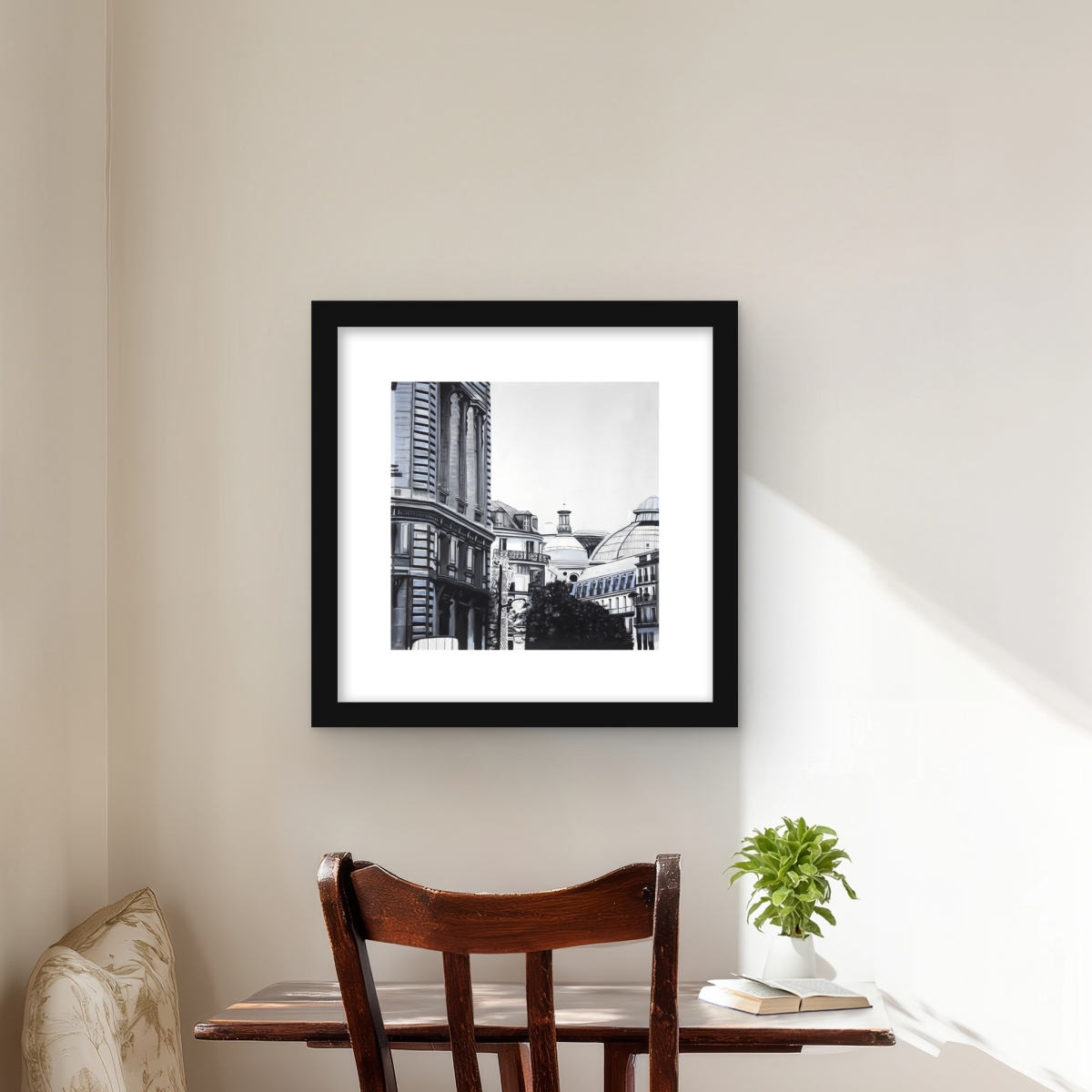 C1FM16164FAUHS 16 x 16 in. Historic Downtown - Black Architecture Framed Matted Print