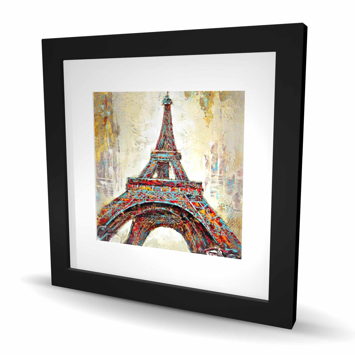 C1FM1616237C9W 16 x 16 in. Abstract Eiffel Tower - Contemporary Framed Matted Print