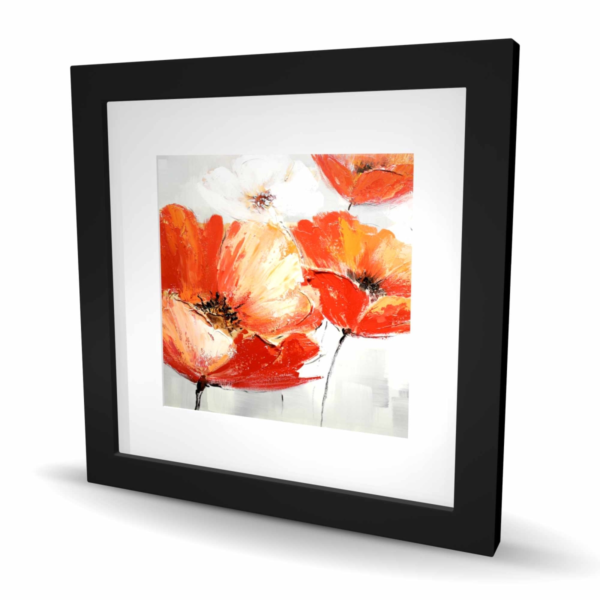 C1FM1616O2OWU4 16 x 16 in. Red Wild Flowers in the Wind - Framed Print for Home Decor