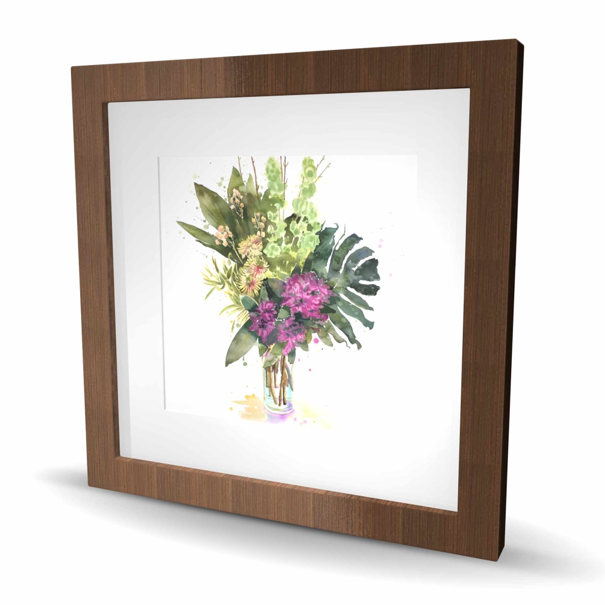 C1FM1616UPTAZ2 16 x 16 in. Tropical Flower Assemblage - Framed Print for Home Decor