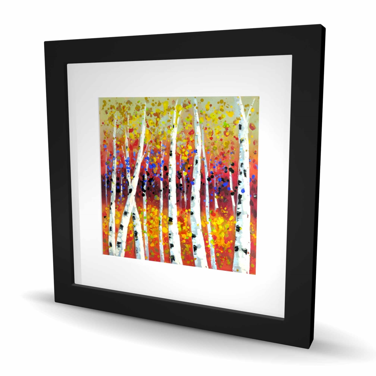 C1FM16168SE9TP 16 x 16 in. Colored Birches - Seasons Trees Framed Matted Print Decor
