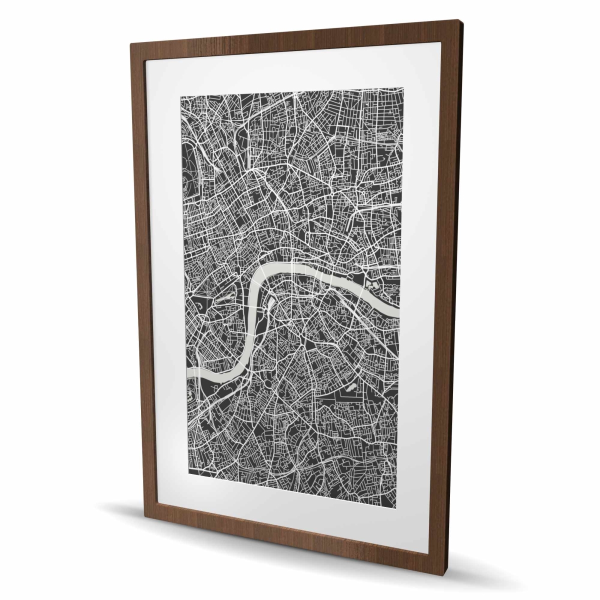 C1FM2436EWVEHD 24 x 36 in. London City Plan - Man Cave Shapes Framed Matted Print Decor