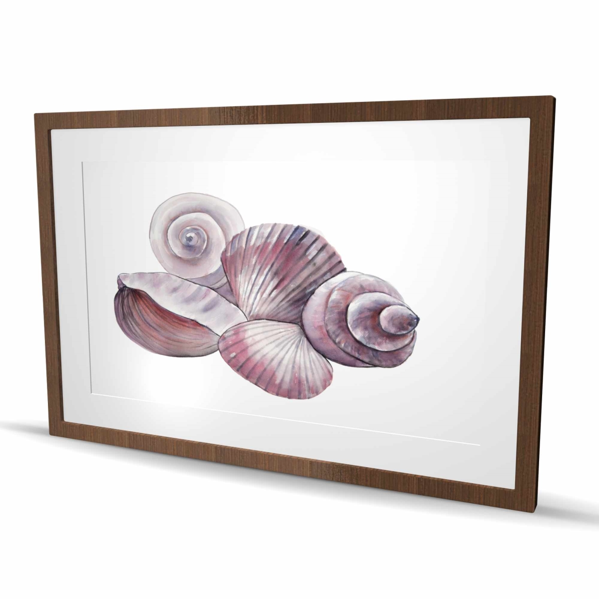 C1FM2436FXE8BC 24 x 36 in. Seaside Shells - Pink Coastal Framed Matted Print for Decor