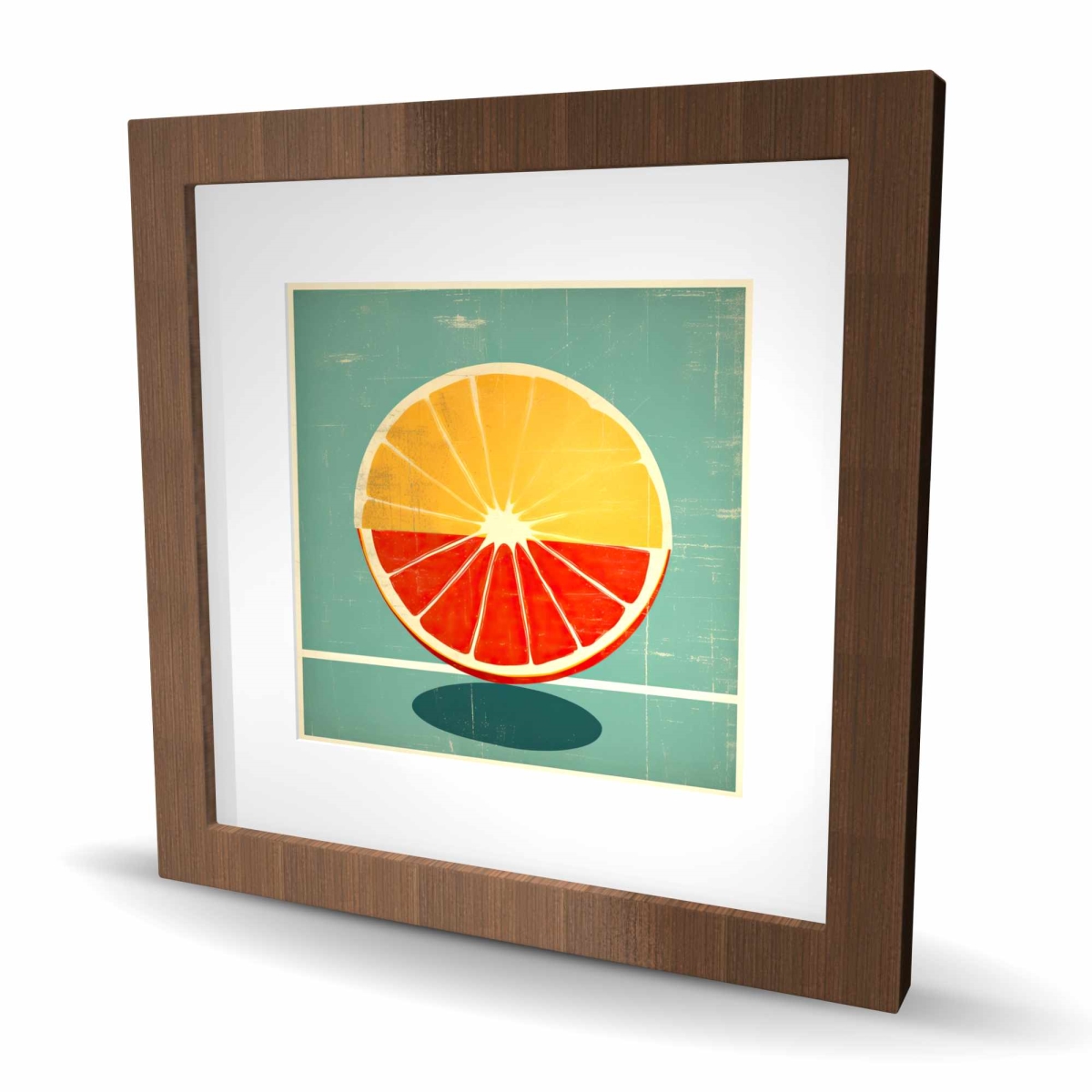 C1FM1616K8VDVI 16 x 16 in. Lemon & Tangerine - Pattern Kitchen Framed Matted Print