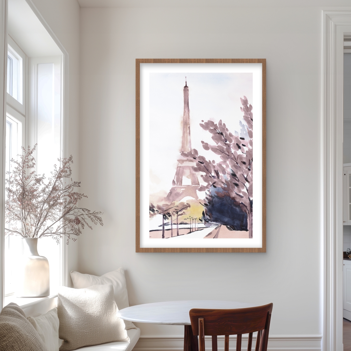 C1FM2436LK6LVC 24 x 36 in. Paris & Eiffel Scene - Framed Matted Print for Home Decor