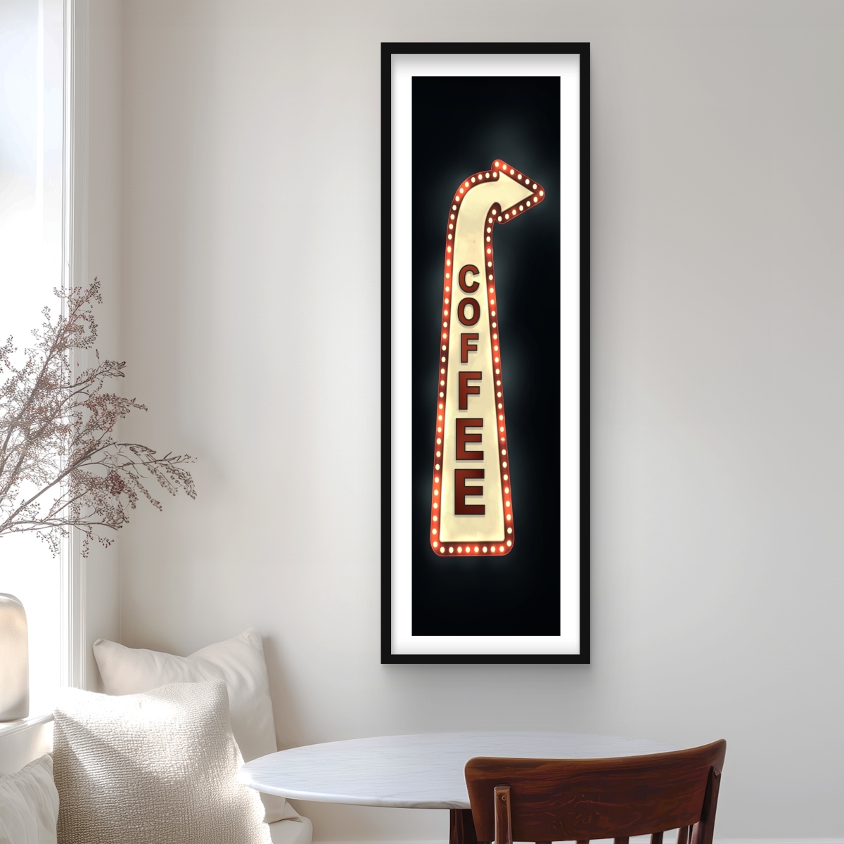 C1FM164868D0AE 16 x 48 in. Coffee Man Cave Yellow Framed Matted Print - Home Decor